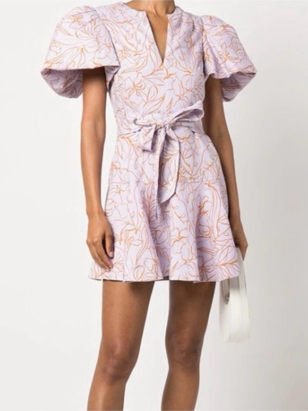 Jonathan Simkhai Floral Puff Sleeve Mini Dress L Tayshia Adams